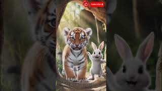 🐰Rabbit Rescues A Baby Tiger rabbit kitten cute youtubeshorts funny ai story cartoon [upl. by Kevan70]