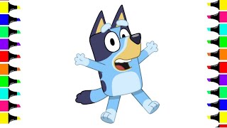 How To Draw And Color Bluey From Bluey  Bluey Drawing For kids  Easy Drawings For Beginners [upl. by Jonathon]