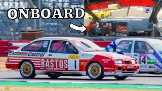 GENUINE FORD SIERRA RS500 COSWORTH TOURING CAR ON TRACK AT SILVERSTONE [upl. by Panthia]