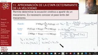 TEMA 15 CINÉTICA QUÍMICA  1511 APROXIMACIÓN DE LA ETAPA LIMITANTE DE LA VELOCIDAD [upl. by Federica848]