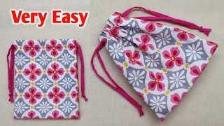 VERY EASY  Potli bag making  Sling bag cutting and stitching  How to make pouch bags at home [upl. by Annailuj]