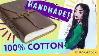 HANDMADE 100 COTTON Watercolor Journal – Wanderings Handmade Leather Journal Review [upl. by Vandyke676]