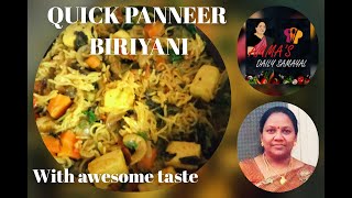 HOW TO MAKE QUICK PANNEER BIRIYANI IN TAMIL WITH ENGLISH SUBTITLES  EASY PANNEER BIRIYANI RECIPE [upl. by Sheedy211]