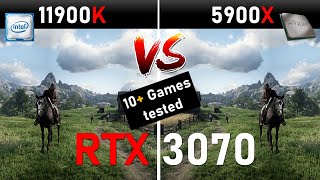 Intel 11900k vs 5900x RTX 3070 Gaming behcmarks [upl. by Crispa]