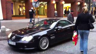 MUST SEE very LOUD Mercedes SL55 AMG with custom exhaust take off in Hamburg [upl. by Arne258]