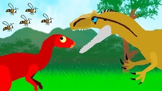 Dinosaurs Cartoons  Dinosaurs and Bee  Angry Allosaurus GreenSpino [upl. by Menard]