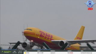 DHL Airbus A300600F takeoff from Dublin Airport  Callsign Postman285 [upl. by Irami]