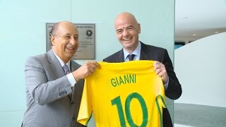 Presidente da Fifa Gianni Infantino visita a CBF [upl. by Anividul942]