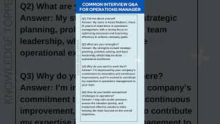 Most Common Operations Manager Job Interview Questions and Answers [upl. by Hook]