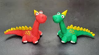 Clay Art For Kids  Little Dinosaurs Clay Modelling Dinosaurs for kids  clay diye jinis banano [upl. by Ahsinra]