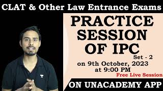 Practice Session of IPC Set2  PYQ CLAT and Other Law Entrance Exam  Law Guru [upl. by Nnaecarg]