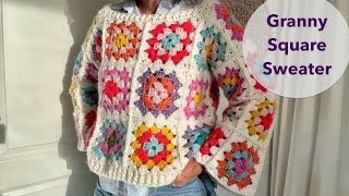 How to Crochet a Granny Square Sweater [upl. by Tubb]