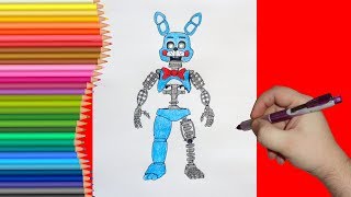 How to draw Ignited Toy Bonnie FNaF Как нарисовать Игнайтед Той Бонни ФНаФ [upl. by Anrym]