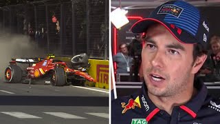 Sergio Pérez blames Carlos Sainz for Azerbaijan GP crash [upl. by Ruamaj]