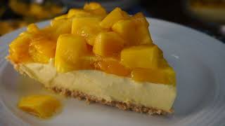 PAY DE MANGO estilo cheesecake de mango Postre de queso crema philadelphia sin horno [upl. by Ledif]