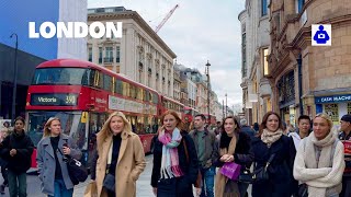 London Winter Walk 🇬🇧 OXFORD STREET Selfridges to Tottenham Court Road  Central London Walking Tour [upl. by Zaneski]