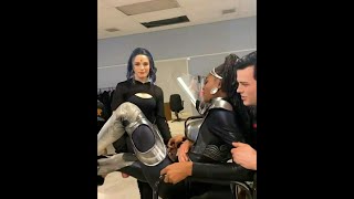 Teagan croft and Joshua orpin help Damaris lewis take off her armor on set Titans season 3 49 [upl. by Naima]