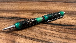 Turning a Slimline Pen with a Pine Cone Epoxy Pen Blank [upl. by Gaw872]