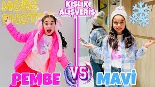 TEK RENK KIŞLIK ALIŞVERİŞ VLOG ELİF SİNEM  MAVİ VS PEMBE [upl. by Mansur511]