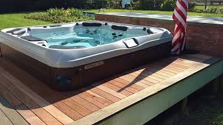 How to build a hot tub into deck by Best Hot Tubs Long Island Bullfrog Spas [upl. by Sadira]