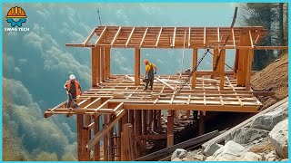 How Builds Amazing Wooden House Only Using Hand Tools  Building Method Wood House [upl. by Halima600]