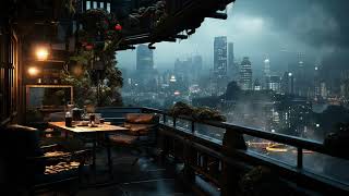 Cyberpunk Futuristic Cityscape amp Rain SciFi Ambiance for Sleep Study Relaxation [upl. by Atina]