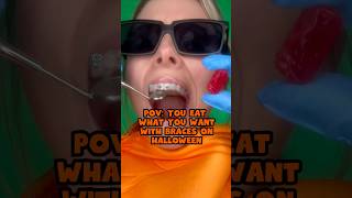 How CHEETOS COSTUME KID BROKE her BRACES eating HALLOWEEN CANDY shorts [upl. by Benedicto]