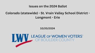 Ballot Issue Presentation Colorado statewide RTD SVVSD Longmont Erie 10202024 [upl. by Wamsley214]