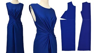 No Pattern Very Easy Twisted Front Dress Sewing 💙 DIY Twist Knot Dress [upl. by Allebasi]