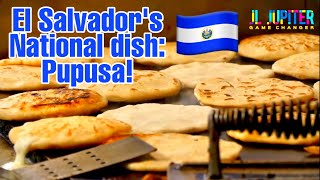 El Salvadors National dish PUPUSA First time eating pupusa and it was delicious [upl. by Aisaim525]