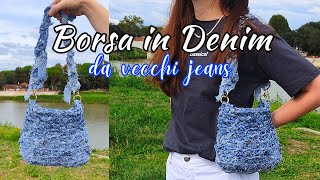 Borsa di Jeans Facile allUncinetto  Tutorial passo passo [upl. by Wurst]