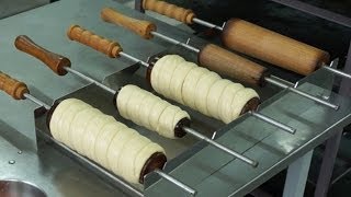 Kurtos Kalacs Making with Chimney Cake Ready Dough [upl. by Anirav773]