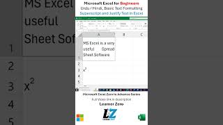 Superscript and Justify Text in MS Excel excel learning teacher shorts shortsfeed education [upl. by Fischer]