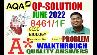 AQA GCSE BIOLOGY 84611F JUNE 2022 QP solution [upl. by Hildick]