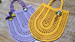 Oval File Çanta Yapımı Crochet Market Bag Tutorial Eng Subt [upl. by Alodi]