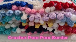 How to crochet a Pom Pom border [upl. by Enomahs]