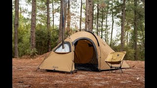 Hot tent camping in Firehiking build 12 person Fireden hot tent [upl. by Mientao]