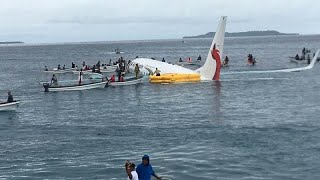 Passengers and crew evacuated from plane after crash landing on Micronesia lagoon [upl. by Cathee]