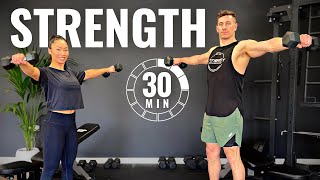 30 MINUTE DUMBBELL FULL BODY WORKOUT with Bench  Follow Along [upl. by Stempien]