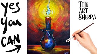 Easy Halloween Ghost Candle 🌟🎨 How to paint acrylics for beginners Paint Night at Home [upl. by Imoan]