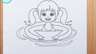 How to draw swimming girl [upl. by Krell]