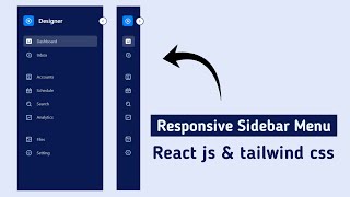 Responsive Sidebar with React js and tailwind css  React js and tailwind css tutorial [upl. by Hammer]