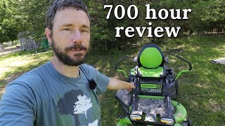 700 Hour Review of Greenworks CRZ 423 Zero Turn Mower [upl. by Aniale]