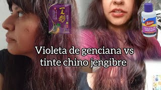 Coloración violeta de genciana vs tinteshampoo jengibre Resultados REALES en cabello oscuro [upl. by Albarran]