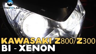 Kawasaki Z800Z300 20132015  BiXenon HID Headlight Projector Upgrade DIY installation [upl. by Htnnek]