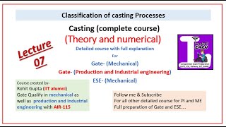 Lecture 07 Casting complete course classification of castings [upl. by Samala749]