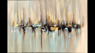 Skyline abstract painting with Acrylic abstract art acrylpainting abstrakte Malerei mit Acryl [upl. by Gracye]