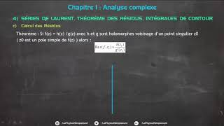 Analyse Complexe 14 Calcul des Résidus Théorème [upl. by Hagen]