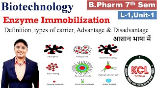 Enzyme Immobilisation  Carrier used Advantage amp Disadvantages  L1 Unit1 Biotechnology 6th Sem [upl. by Vastah]