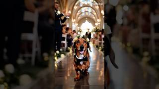 Dachshund Flower Dog’s Adorable Walk Down the Aisle [upl. by Rehpinnej]